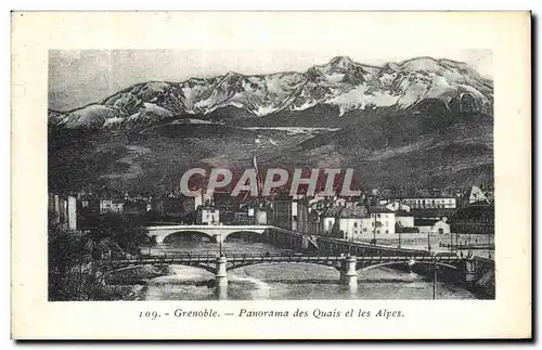 Cartes postales Grenoble Panorama des quais et les Alpes