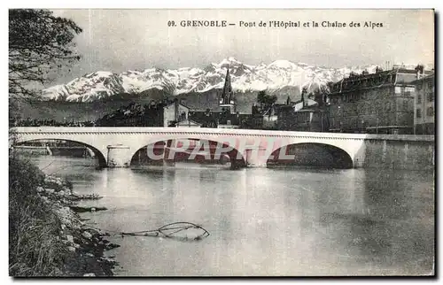 Cartes postales Grenoble Pont de L Hopital et la Chaine des Alpes