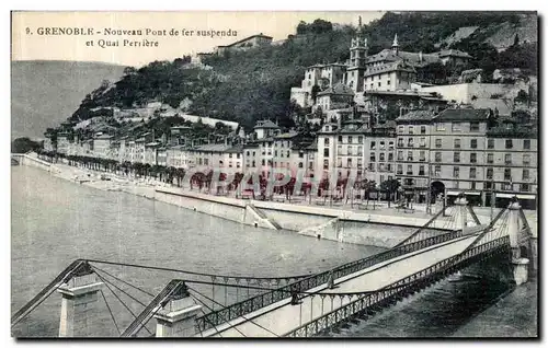 Cartes postales Grenoble Nouveau Pont de fer suspendu et Quai Perriere