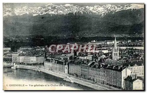 Cartes postales Grenoble Vue Generale et la Chaine des Alpes