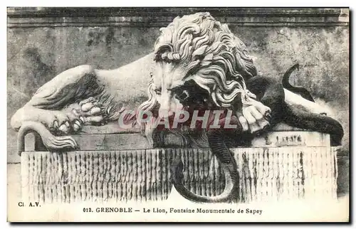 Ansichtskarte AK Grenoble Le Lion Fontaine Monumentale de Sapey Serpent