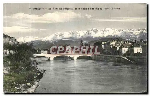 Cartes postales Grenoble Le Pont de L Hopital et la Chaine des Alpes