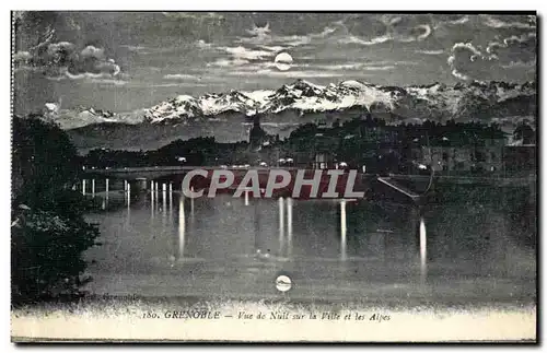 Ansichtskarte AK Grenoble Vue de Nuit sur la Ville et les Alpes