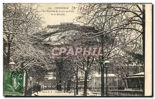 Cartes postales Grenoble La Terrasse du Jardin de Ville et la Bastille