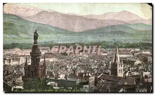 Cartes postales Grenoble Le clocher de Ste marie et la ville