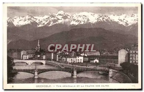 Cartes postales Grenoble Vue Generale Et La Chaine Des Alpes