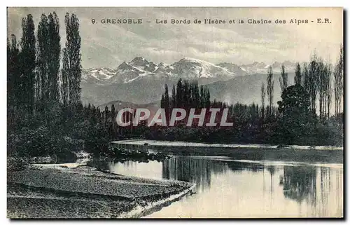 Cartes postales Grenoble Les Bords de I Isere et la Chaine des Alpes