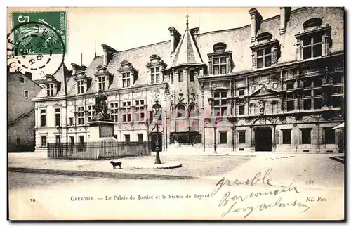 Cartes postales Grenoble Le Palais de Justice et la Statue de Bayard