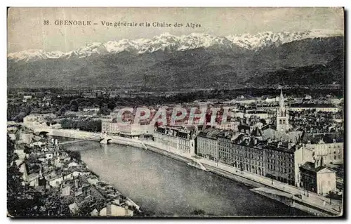 Cartes postales Grenoble Vue Generale et la Chaine des Alpes