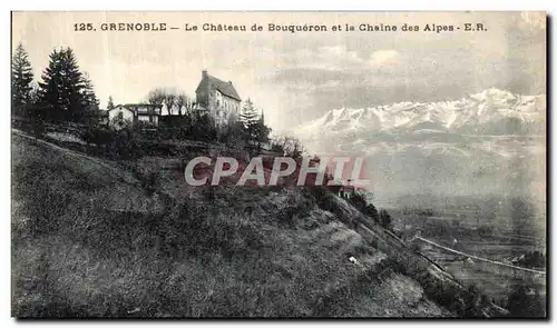 Cartes postales Grenoble Le Chateau de Bouqueron et la Chaine des Alpes