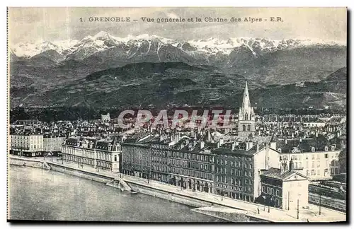 Cartes postales Grenoble Vue Generale et la Chaine des Alpes