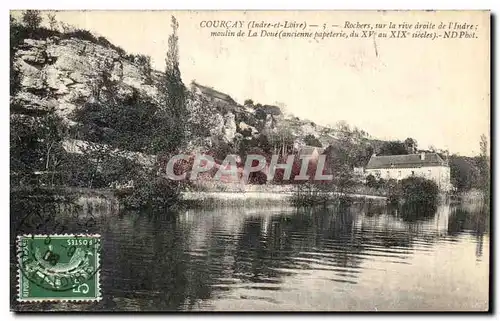 Cartes postales Courcay Rochers sur la rive droite de l Indre Moulin de La Doue Ancienne papeterie