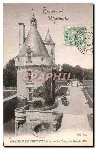 Cartes postales Chateau de Chenonceaux La Tour et la Granade Allee