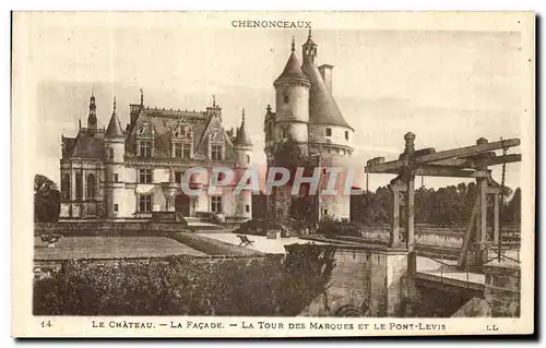 Ansichtskarte AK Le Chateau De Chenonceaux La Facade La Tour Des Marques Et Le Pont Levis