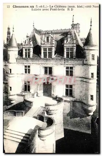 Cartes postales Chenonceaux Le Chateau Cote Nord L Entree avec Pont Levis