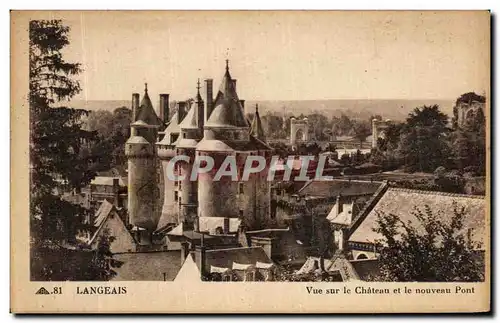 Ansichtskarte AK Langeais Vue sur le Chateau et le Nouveau Pont