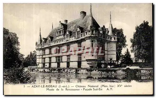 Cartes postales Azay Le Rideau Le Chateau Nationale Musee de la Renaissance Facade Sud Est