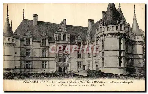 Cartes postales Azay Le Rideau Le Chateau National Monument Historique