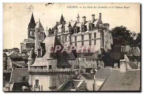 Ansichtskarte AK Loches La Porte des Cordeliers et le Chateau Royal