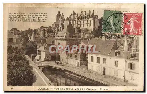 Ansichtskarte AK Loches Vue Generale Vers Le Chateau Royal