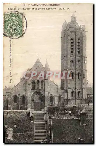 Cartes postales Beaumont Sur Oise Facade de L Eglise et le Grand Escalier