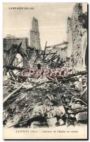 Cartes postales Lassigny Interieur de l Eglise en Ruines Militaria