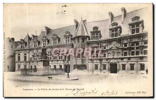 Cartes postales Grenoble Le Palais de Justice et la Statue de Bayard