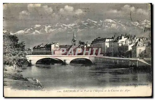 Cartes postales Grenoble Pont de l Hopital et la Chaine des Alpes