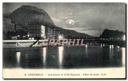 Ansichtskarte AK Grenoble Les Quais et le St Eynard Effet de nuit