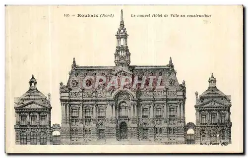 Cartes postales Roubaix Le Nouvel Hoptel de Ville en Construction