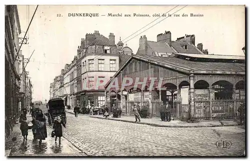 Cartes postales Dunkerque Marche aux Poissons Cote de la Rue des Bassins