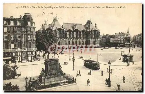 Ansichtskarte AK Lille Places de la Republique et Faidherbe Vue d ensemble sur le palais des Beaux Arts