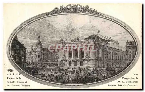 Cartes postales Lille Facade de La Nouvelle Bourse et du Nouveau Theatre