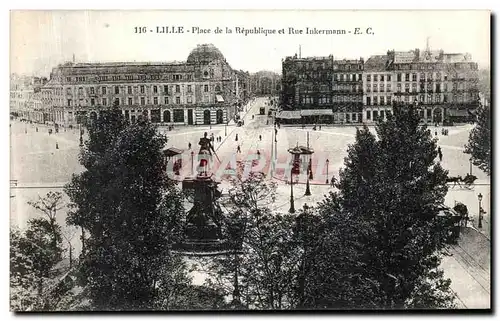 Cartes postales Lille Place de la Republique et Rue Inkermann