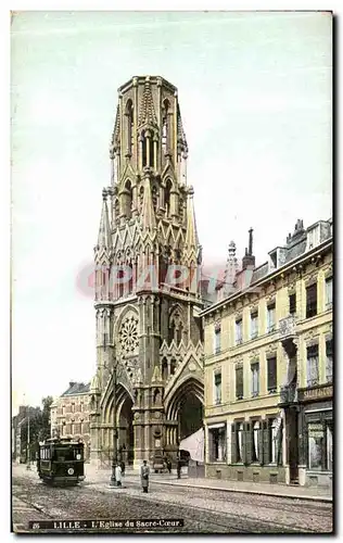 Cartes postales Lille l Eglise du Sacre Coeur Tramway Coiffeur