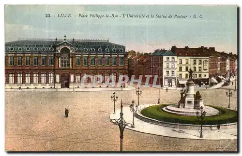 Cartes postales Lille Place Philippe Le Baon L Universite et la statue de Pasteur