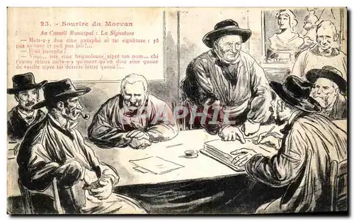 Cartes postales Sourire du Morvan Au conseil municipal la signature Folklore