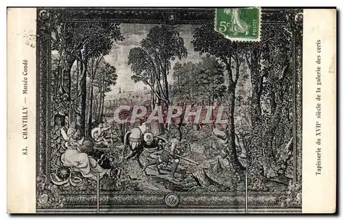 Cartes postales Chantilly Chateau Musee Conde Tapisserie du 17eme de la galerie des cerfs