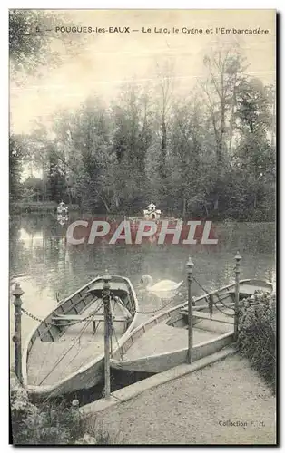 Cartes postales Pougues les Eaux Le Lac le Cygne et l Embarcadere