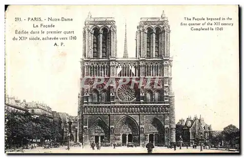 Cartes postales Paris Notre Dame La Facade