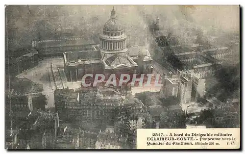 Cartes postales A Bord du Dirigeable Militaire Eclaireur Conte Panorama Vers Le Quartier du Pantheon Zeppelin