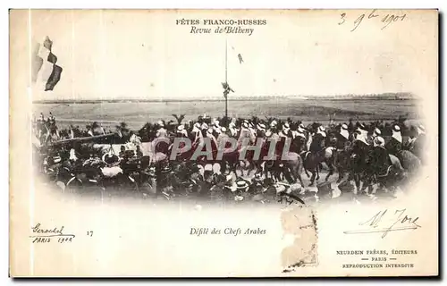 Cartes postales Fetes Franco Russes Revue de Betheny Russie Defile des Chefs Arabes