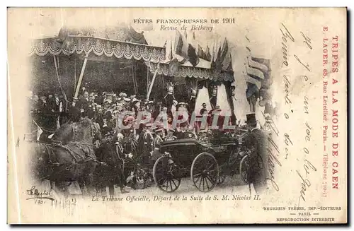 Cartes postales Fetes Franco Russes Revue de Betheny Russie La Tribune Officielle Depart de la Suite