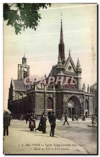 Cartes postales Paris Eglise Saint Laurent Style ogival