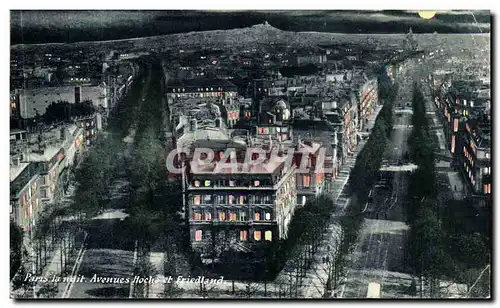 Cartes postales Paris la nuit Avenues Hoche et Friedland