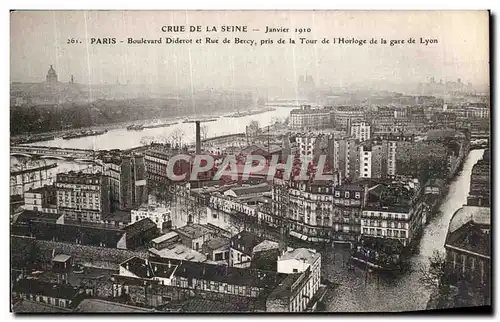 Cartes postales Paris Boulevard Diderot et rue de Bercy Pris de la Tour de l horloge de la gare de Lyon