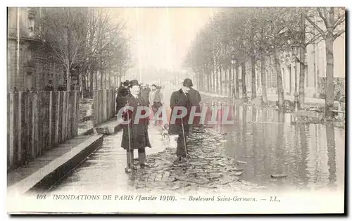 Cartes postales Inondations De Paris Boulevard Saint Germain Janvier 1910