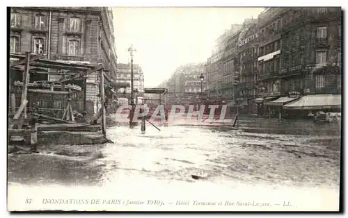 Cartes postales Inondations De Paris Hotel Terminans Rue Saret Lazare