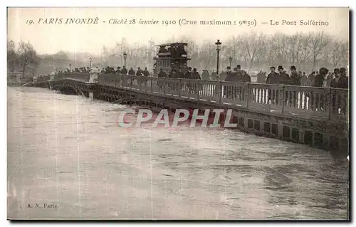 Cartes postales Paris Inonde Cliche janvier 1910 Le Pont Solferino