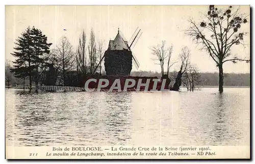 Ansichtskarte AK Bois de Boulogne La Grande Crue de la Seine Janvier 1910 Moulin de Longchamp